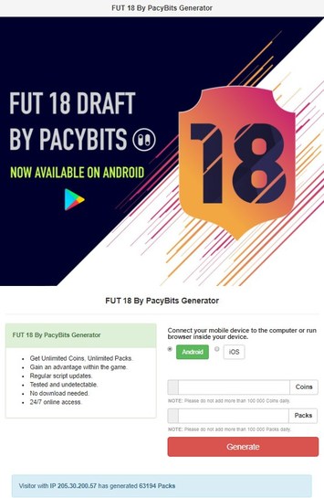 fut 18 by pacybits cheats hack free coins packs android mod apk